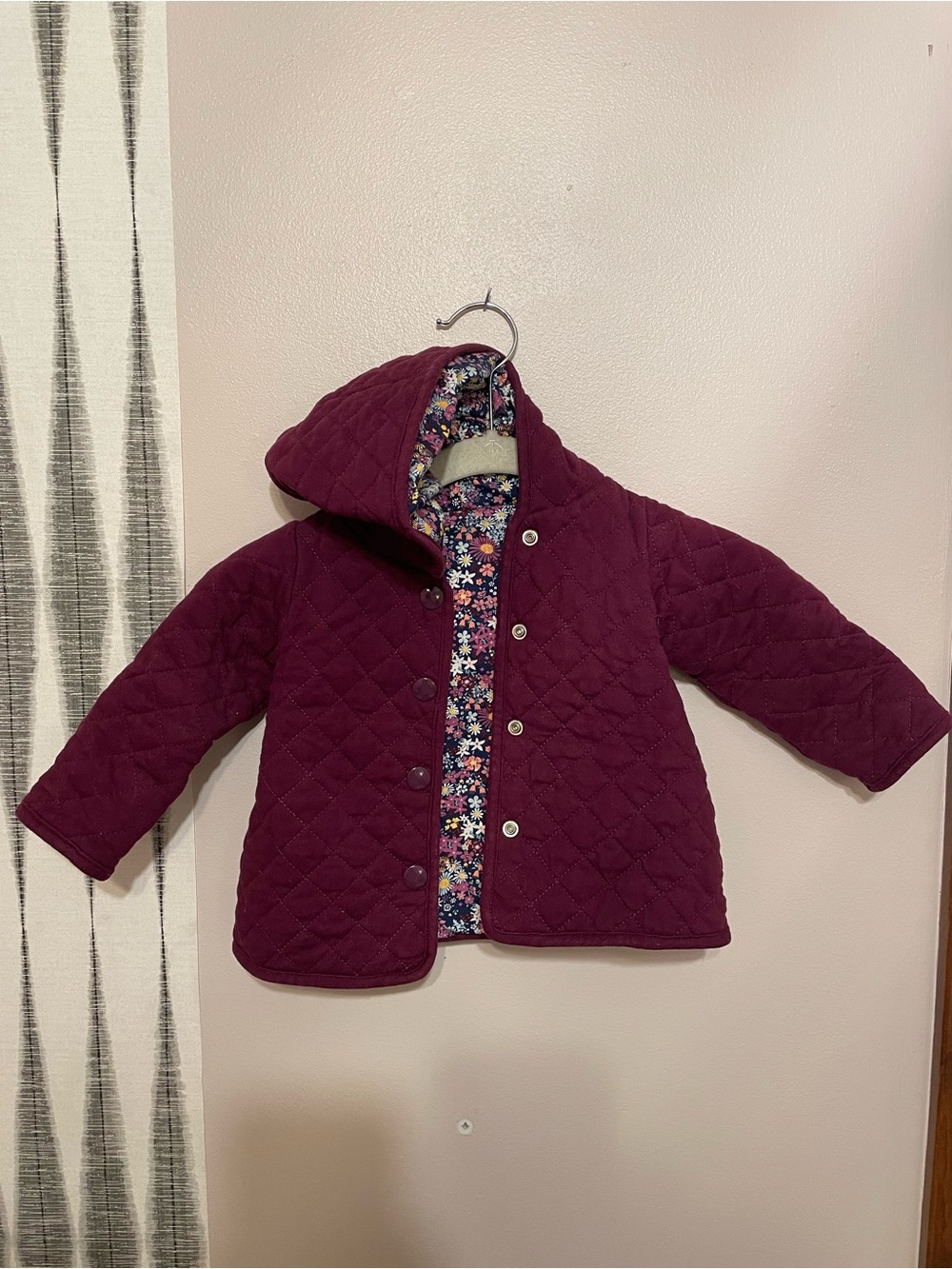 REVERSIBLE! Cotton Quilted Hooded Kids Jacket in Deep Plum